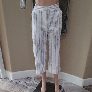 Chico's Easy Stripe Nobu CP Black And White Crop Pants